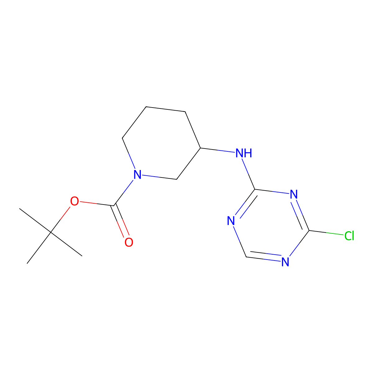 Tert-butyl 3-[(4-chloro-1,3,5-triazin-2-yl)amino]piperidine-1-carboxylate molecular structure, CAS 2377035-83-9