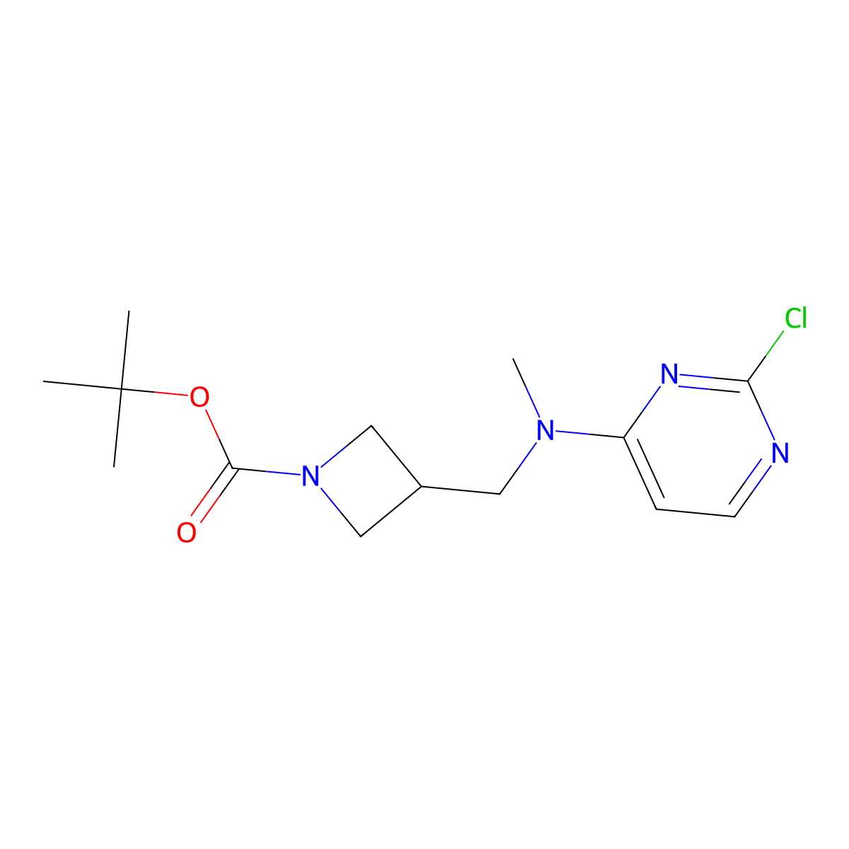 Tert-butyl 3-{[(2-chloropyrimidin-4-yl)(methyl)amino]methyl}azetidine-1-carboxylate molecular structure, CAS 2377035-86-2