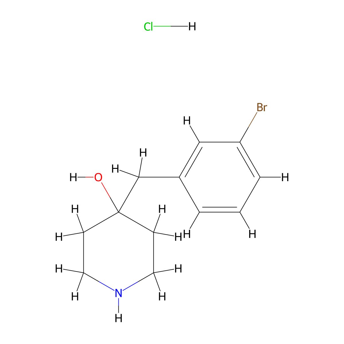 4-[(3-Bromophenyl)methyl]piperidin-4-ol hydrochloride molecular structure, CAS 2377035-88-4