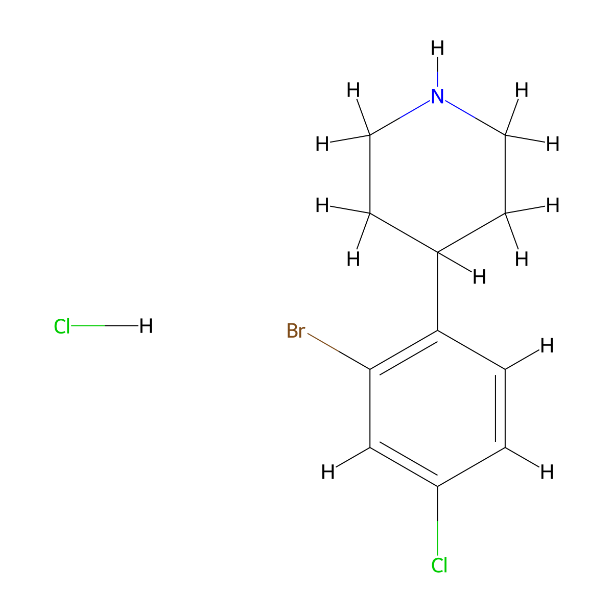 4-(2-Bromo-4-chlorophenyl)piperidinehydrochloride molecular structure, CAS 2377035-93-1