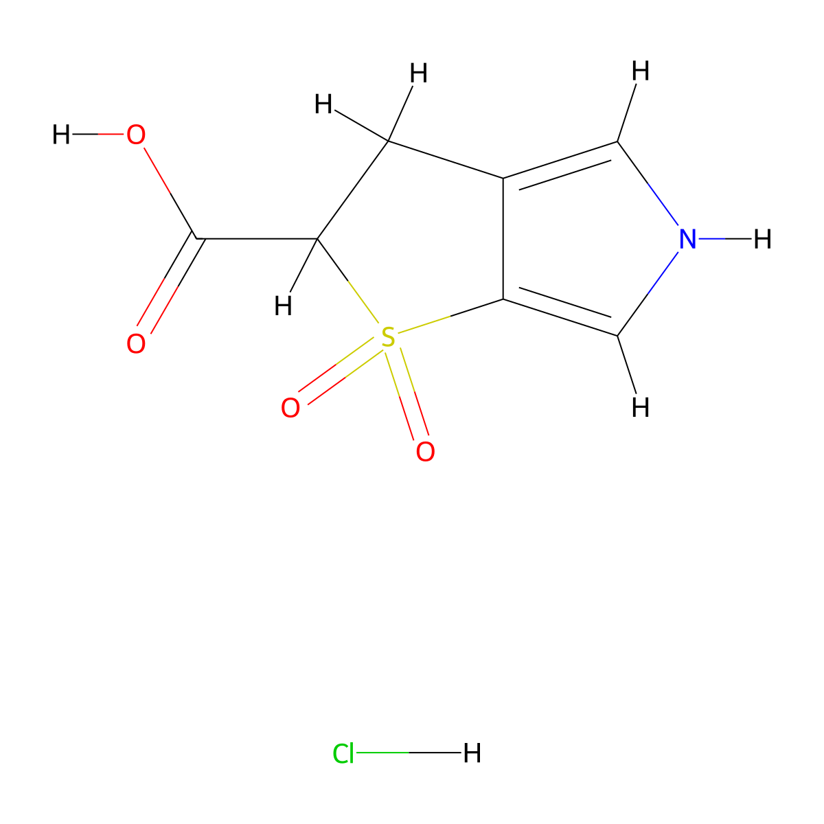 1,1-Dioxo-3,5-dihydro-2H-thieno[2,3-c]pyrrole-2-carboxylic acid;hydrochloride molecular structure, CAS 2377035-98-6