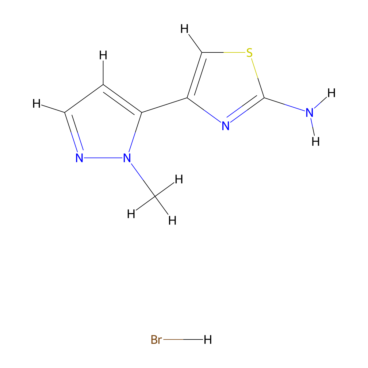 4-(1-methyl-1H-pyrazol-5-yl)-1,3-thiazol-2-amine hydrobromide molecular structure, CAS 2377036-03-6