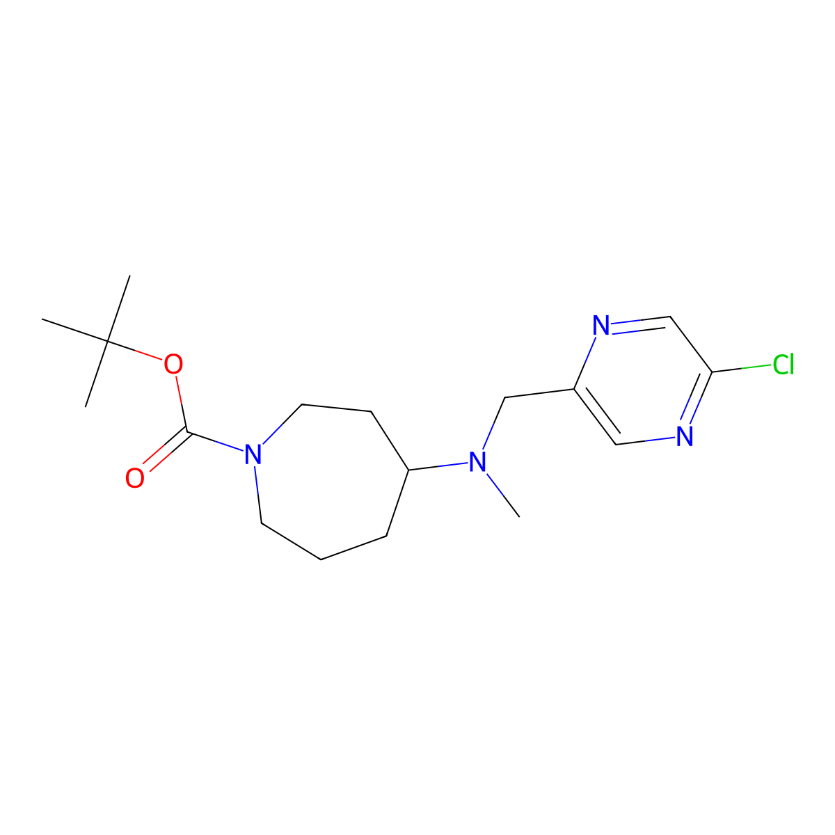 Tert-butyl 4-[(5-chloropyrazin-2-yl)methyl-methylamino]azepane-1-carboxylate molecular structure, CAS 2377036-06-9