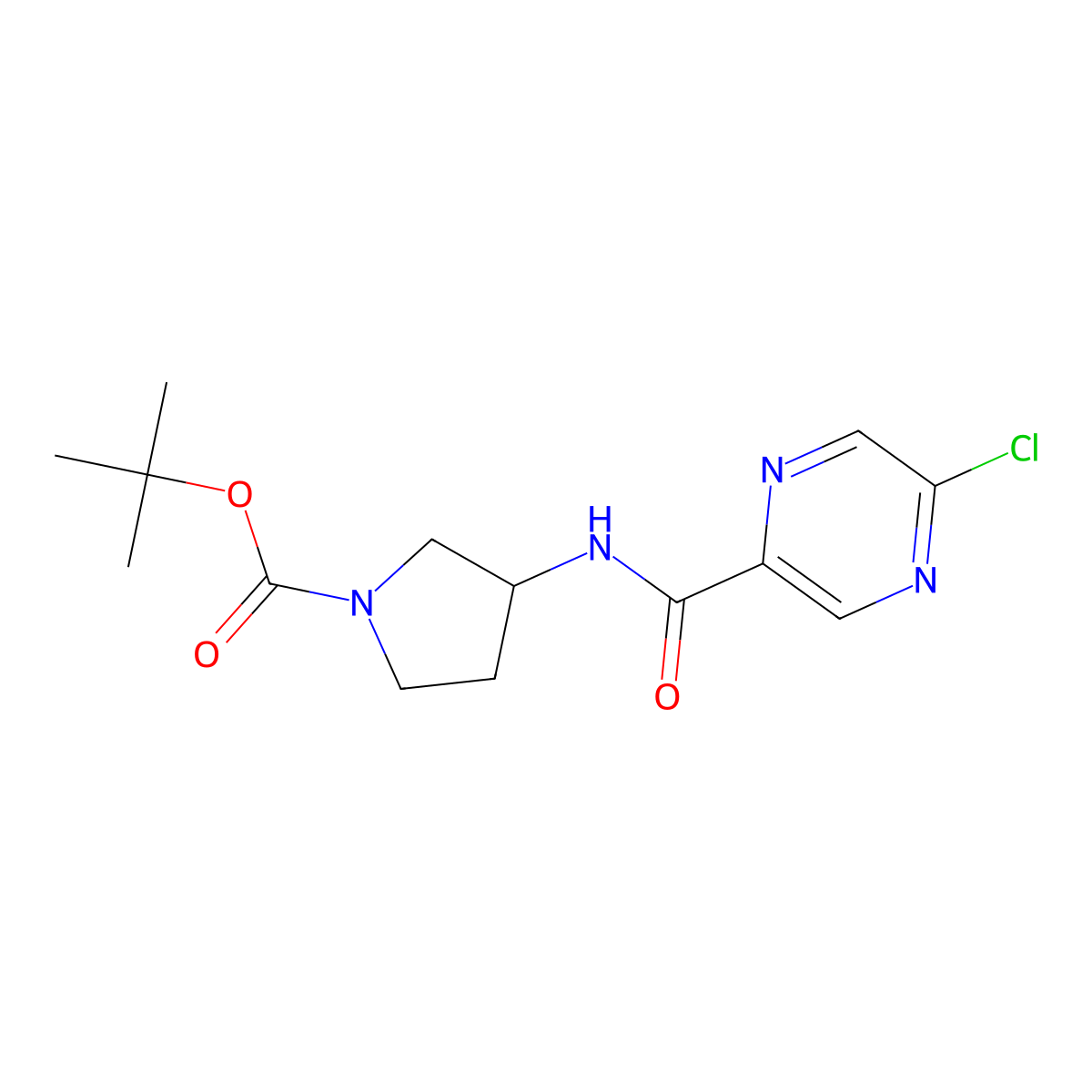 Tert-butyl3-(5-chloropyrazine-2-amido)pyrrolidine-1-carboxylate molecular structure, CAS 2377036-13-8
