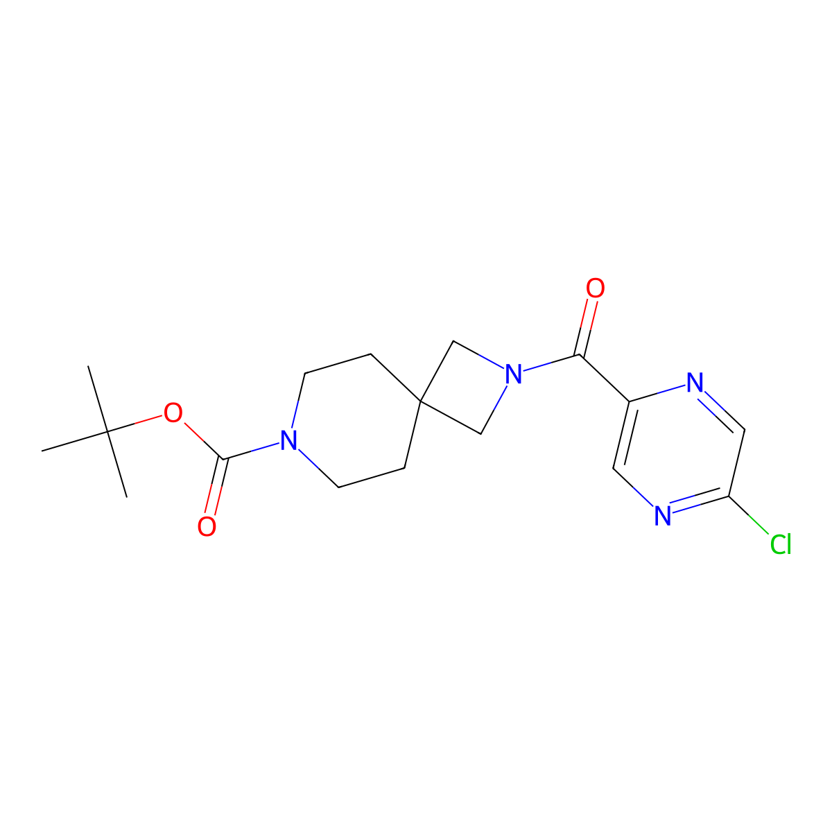 Tert-butyl 2-(5-chloropyrazine-2-carbonyl)-2,7-diazaspiro[3.5]nonane-7-carboxylate molecular structure, CAS 2377036-14-9