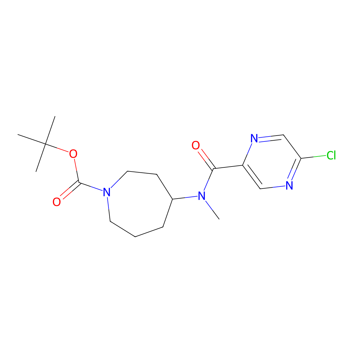 tert-butyl4-(N-methyl5-chloropyrazine-2-amido)azepane-1-carboxylate molecular structure, CAS 2377036-15-0