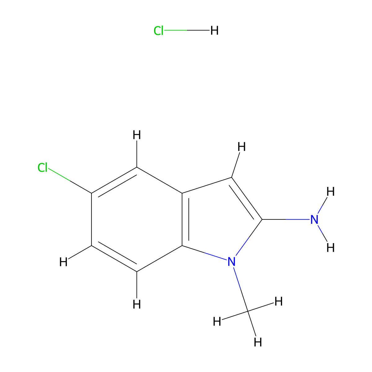 5-chloro-1-methyl-1H-indol-2-amine hydrochloride molecular structure, CAS 2377036-20-7