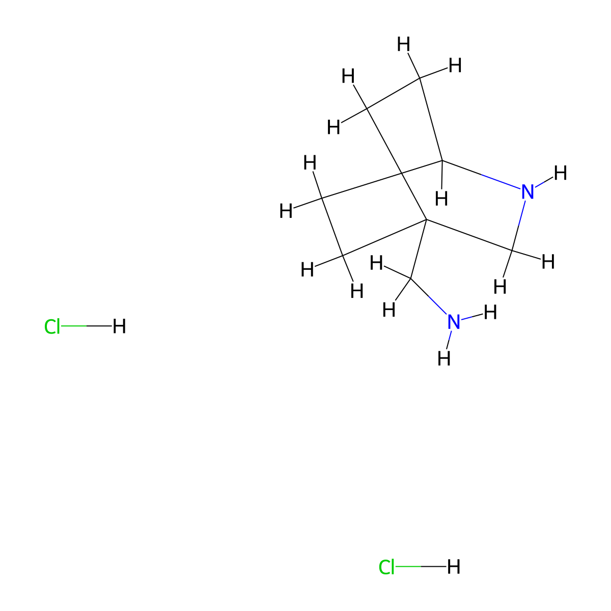 {2-Azabicyclo[2.2.2]octan-4-yl}methanamine dihydrochloride molecular structure, CAS 2377036-22-9
