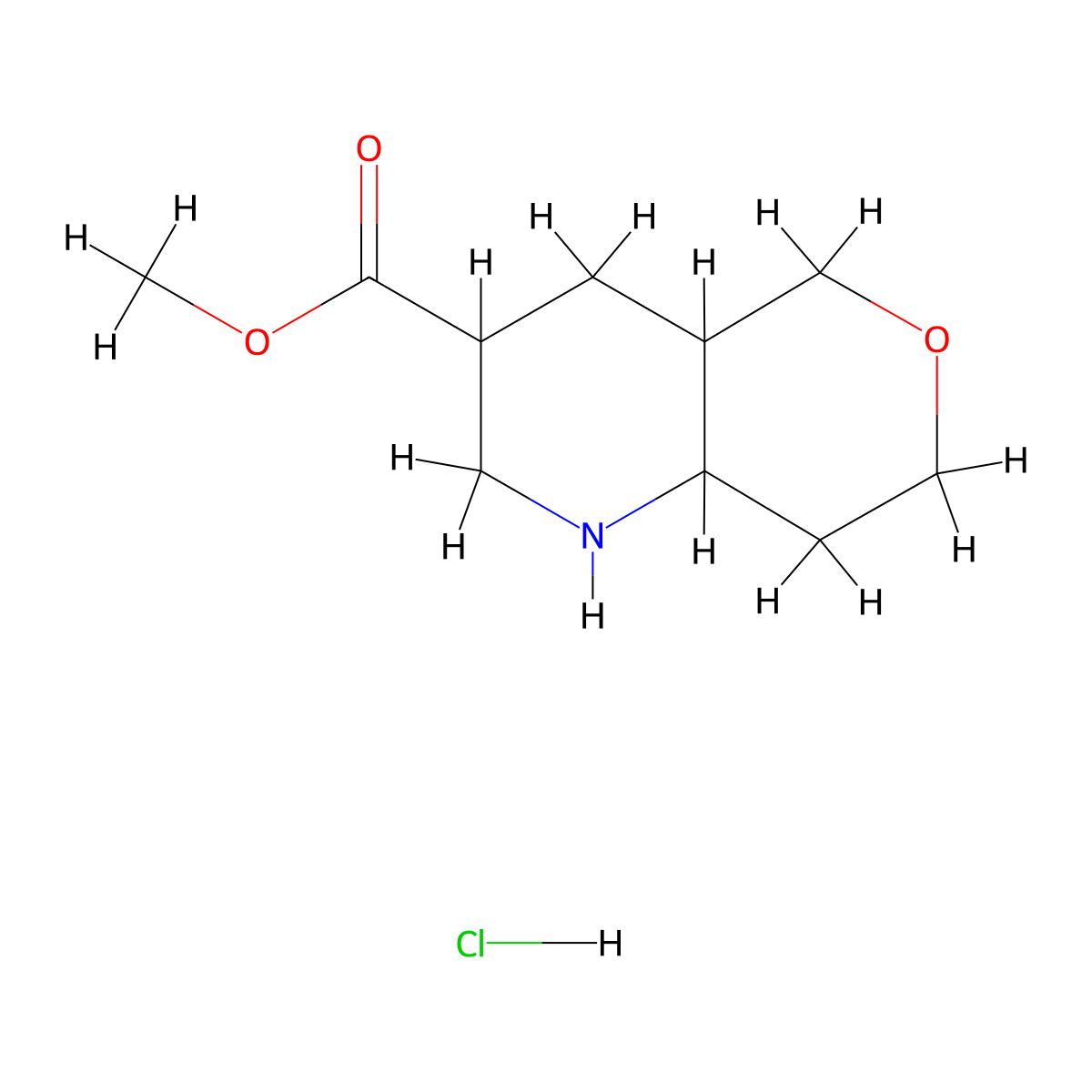 methyl octahydro-1H-pyrano[4,3-b]pyridine-3-carboxylate hydrochloride molecular structure, CAS 2377036-26-3