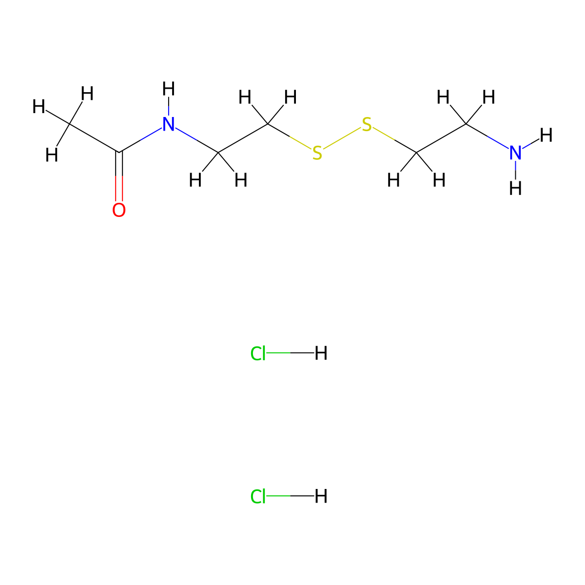 N-(2-((2-aminoethyl)disulfanyl)ethyl)acetamide dihydrochloride molecular structure, CAS 2377036-32-1