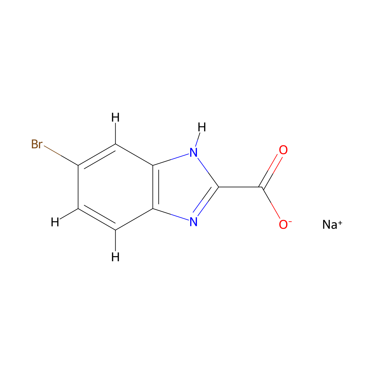 sodium 6-bromo-1H-1,3-benzodiazole-2-carboxylate molecular structure, CAS 2377036-34-3