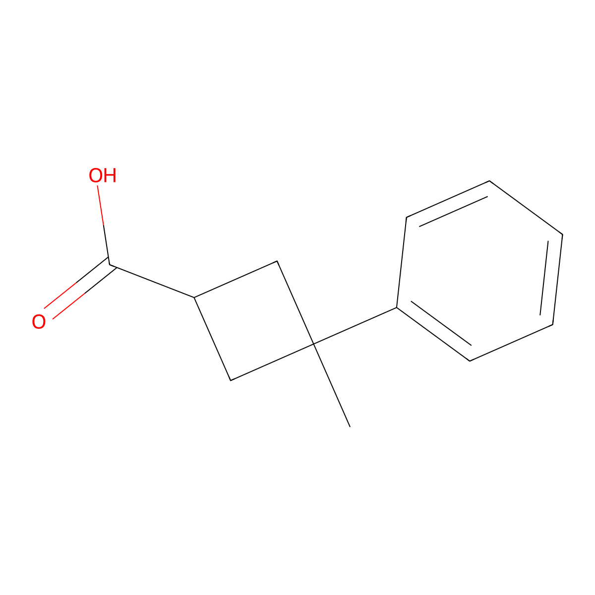 3-Methyl-3-phenylcyclobutane-1-carboxylic acid molecular structure, CAS 2377036-37-6