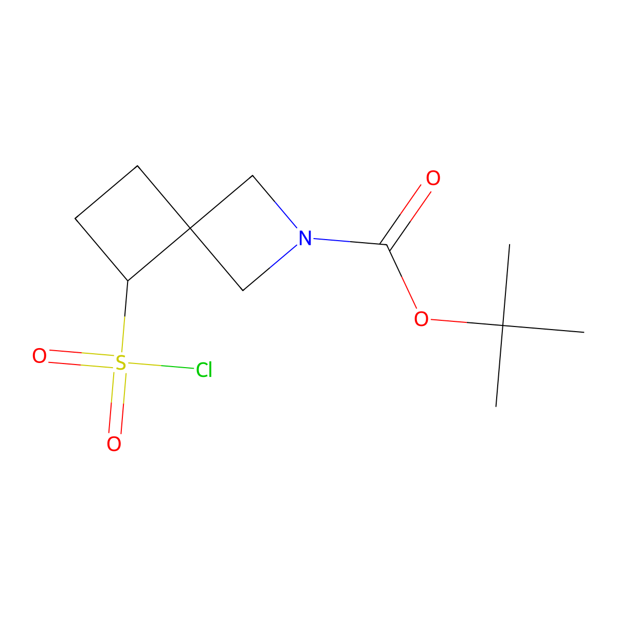 Tert-butyl 5-(chlorosulfonyl)-2-azaspiro(3.3)heptane-2-carboxylate molecular structure, CAS 2377036-38-7