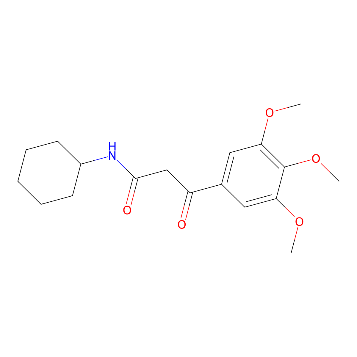 Acetamide, N-cyclohexyl-2-(3,4,5-trimethoxybenzoyl)- molecular structure, CAS 23771-18-8