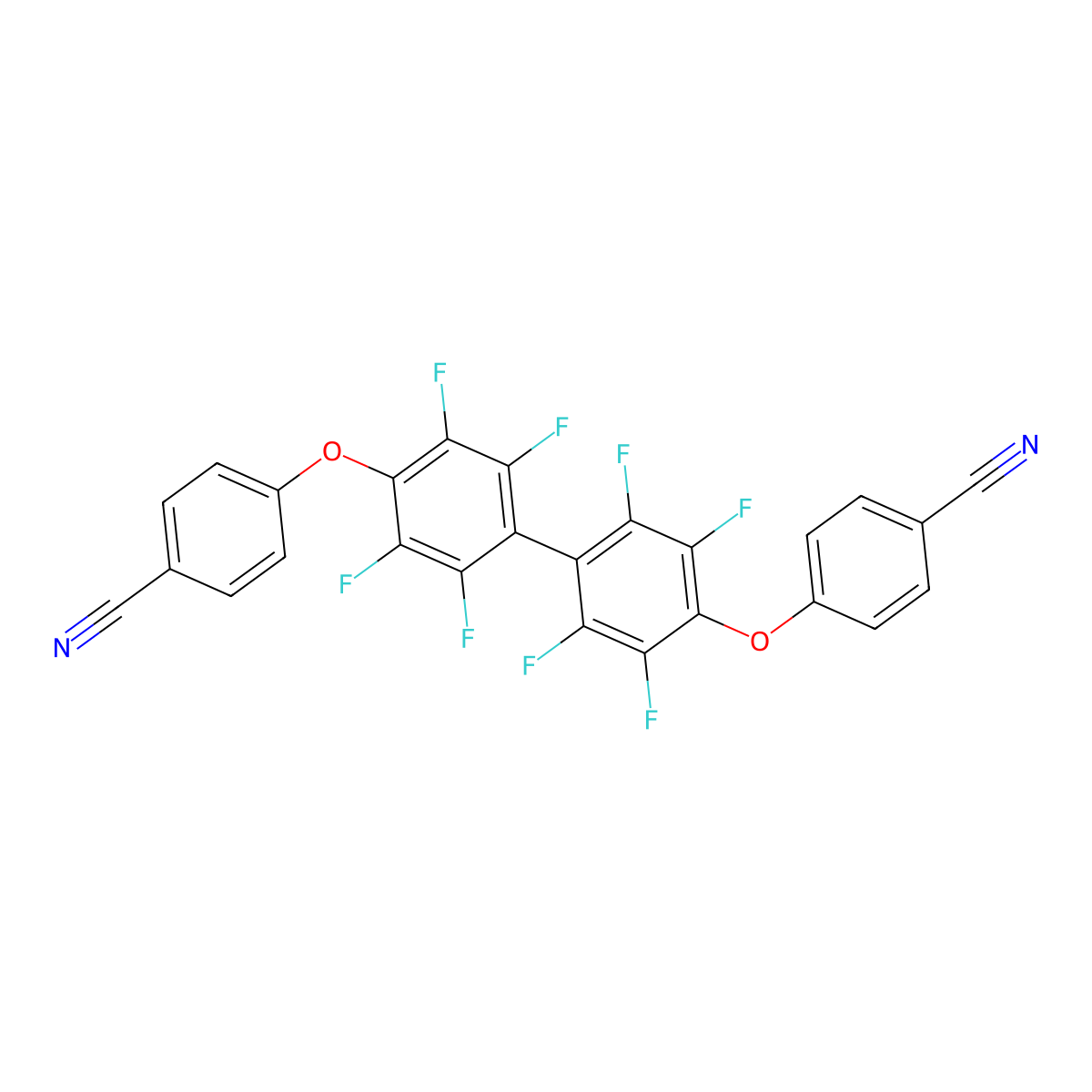 4,4'-((Perfluoro-[1,1'-biphenyl]-4,4'-diyl)bis(oxy))dibenzonitrile molecular structure, CAS 2377173-47-0