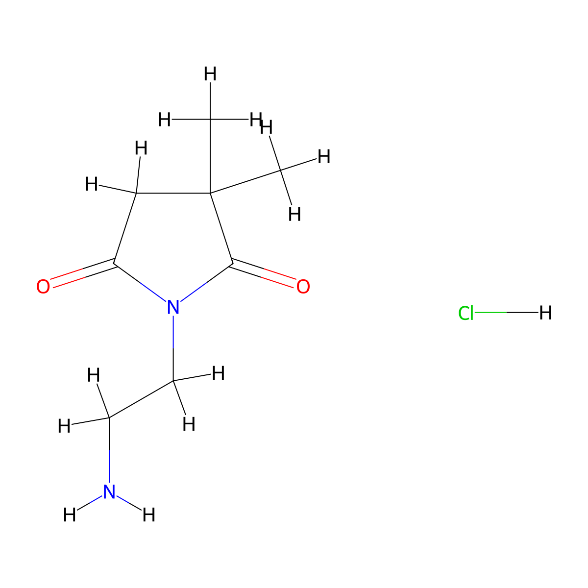 1-(2-Aminoethyl)-3,3-dimethylpyrrolidine-2,5-dione hydrochloride molecular structure, CAS 2377181-64-9