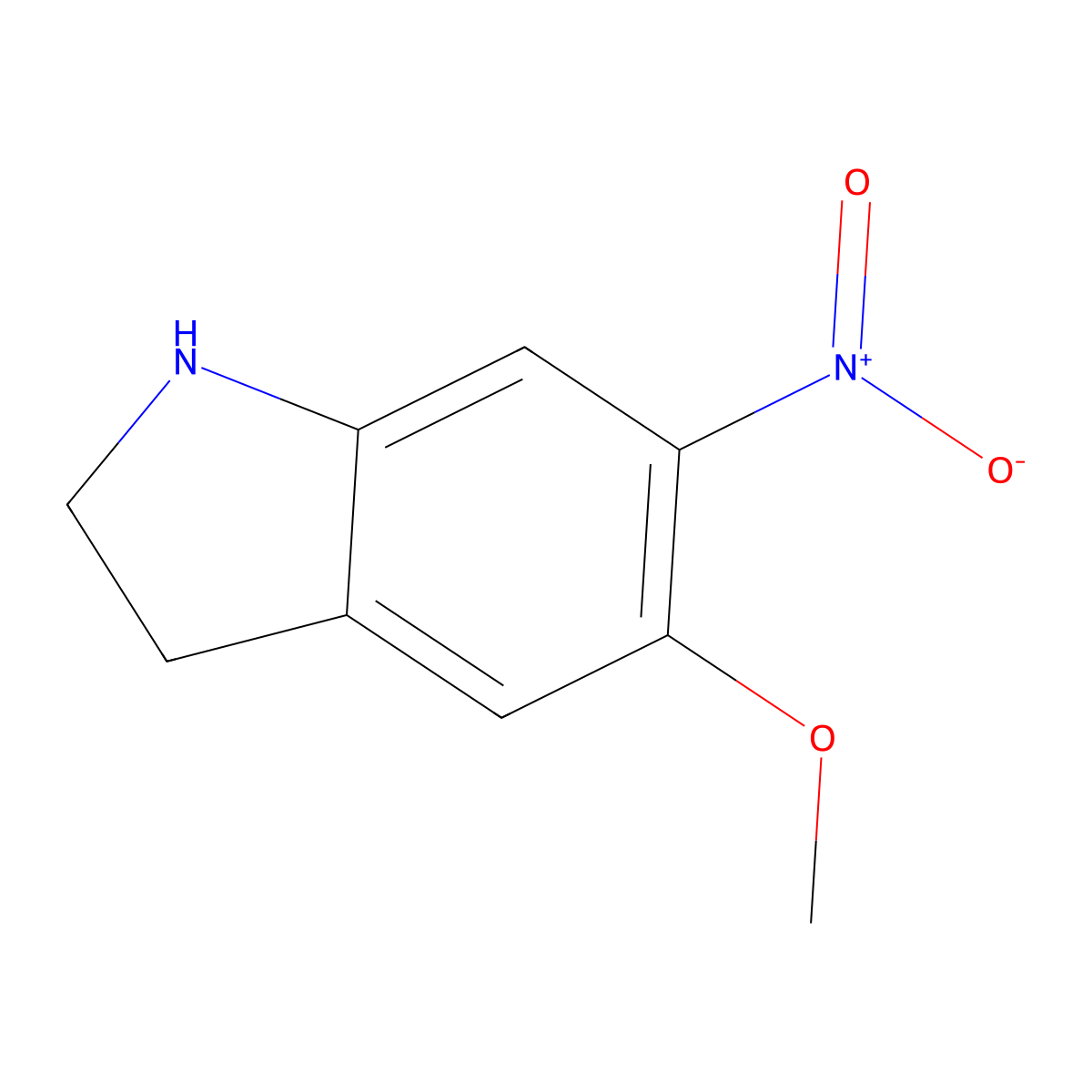 5-methoxy-6-nitro-2,3-dihydro-1H-indole molecular structure, CAS 23772-38-5