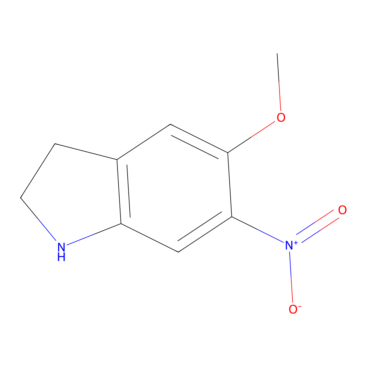 5-methoxy-6-nitro-2,3-dihydro-1H-indole molecular structure, CAS 23772-38-5