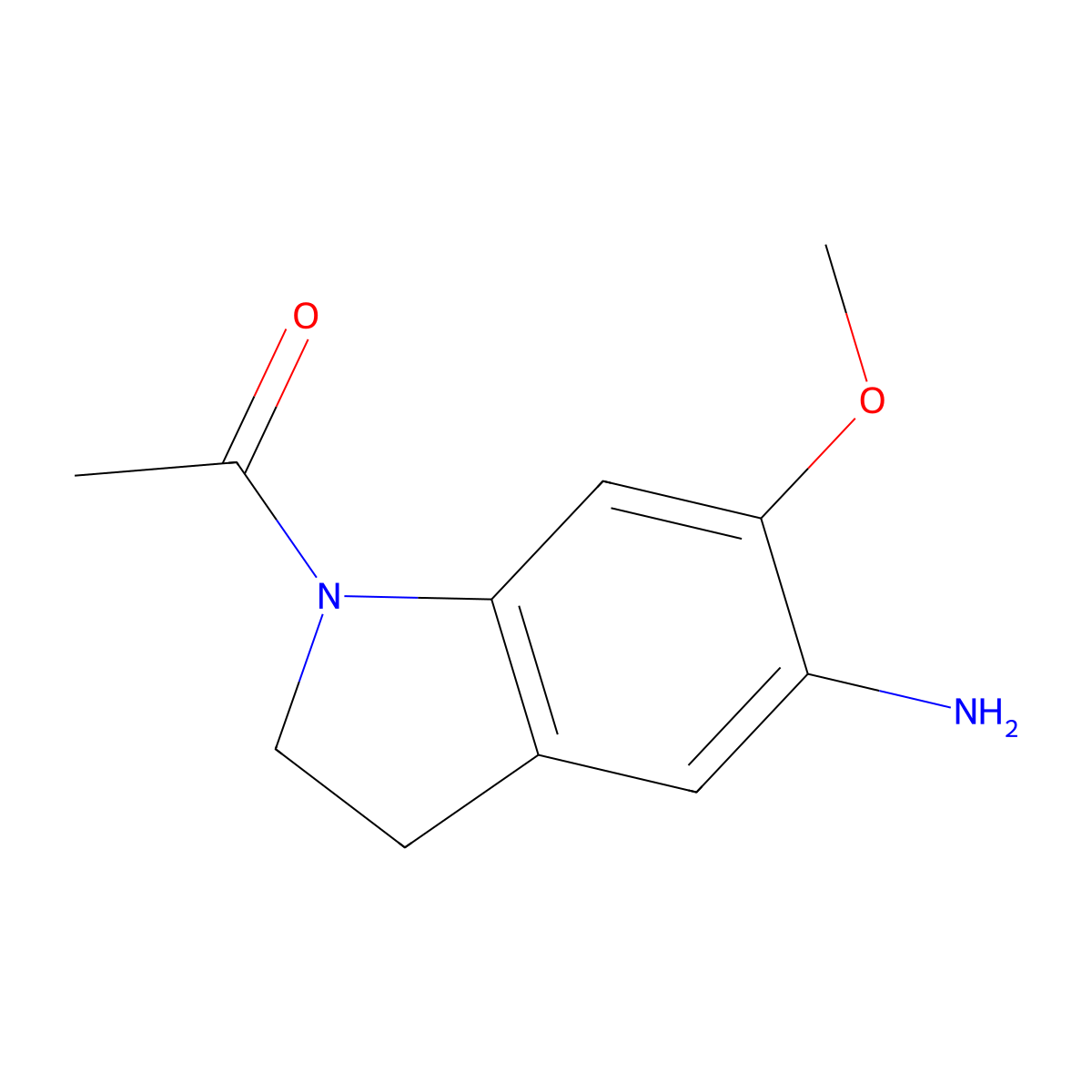 1-(5-Amino-6-methoxyindolin-1-yl)ethan-1-one molecular structure, CAS 23772-42-1