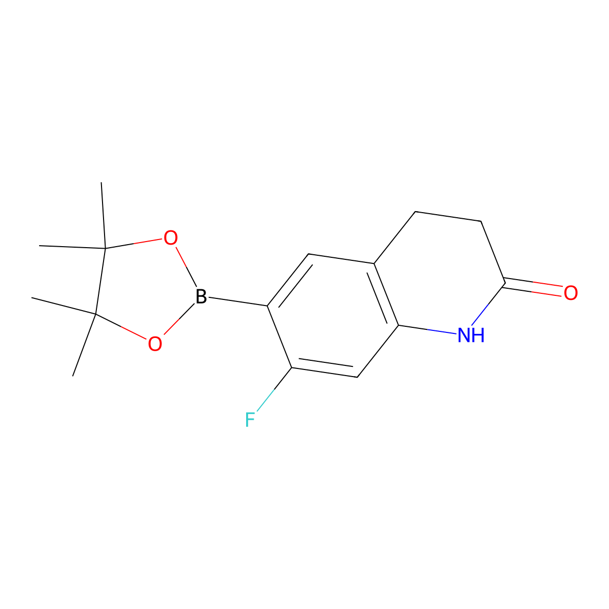 7-Fluoro-6-(4,4,5,5-tetramethyl-1,3,2-dioxaborolan-2-yl)-3,4-dihydro-1H-quinolin-2-one molecular structure, CAS 2377233-87-7