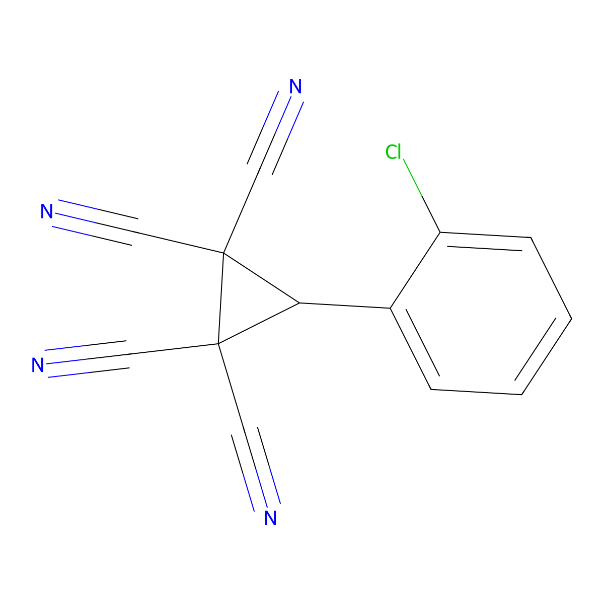 3-(2-Chlorophenyl)cyclopropane-1,1,2,2-tetracarbonitrile molecular structure, CAS 23773-23-1