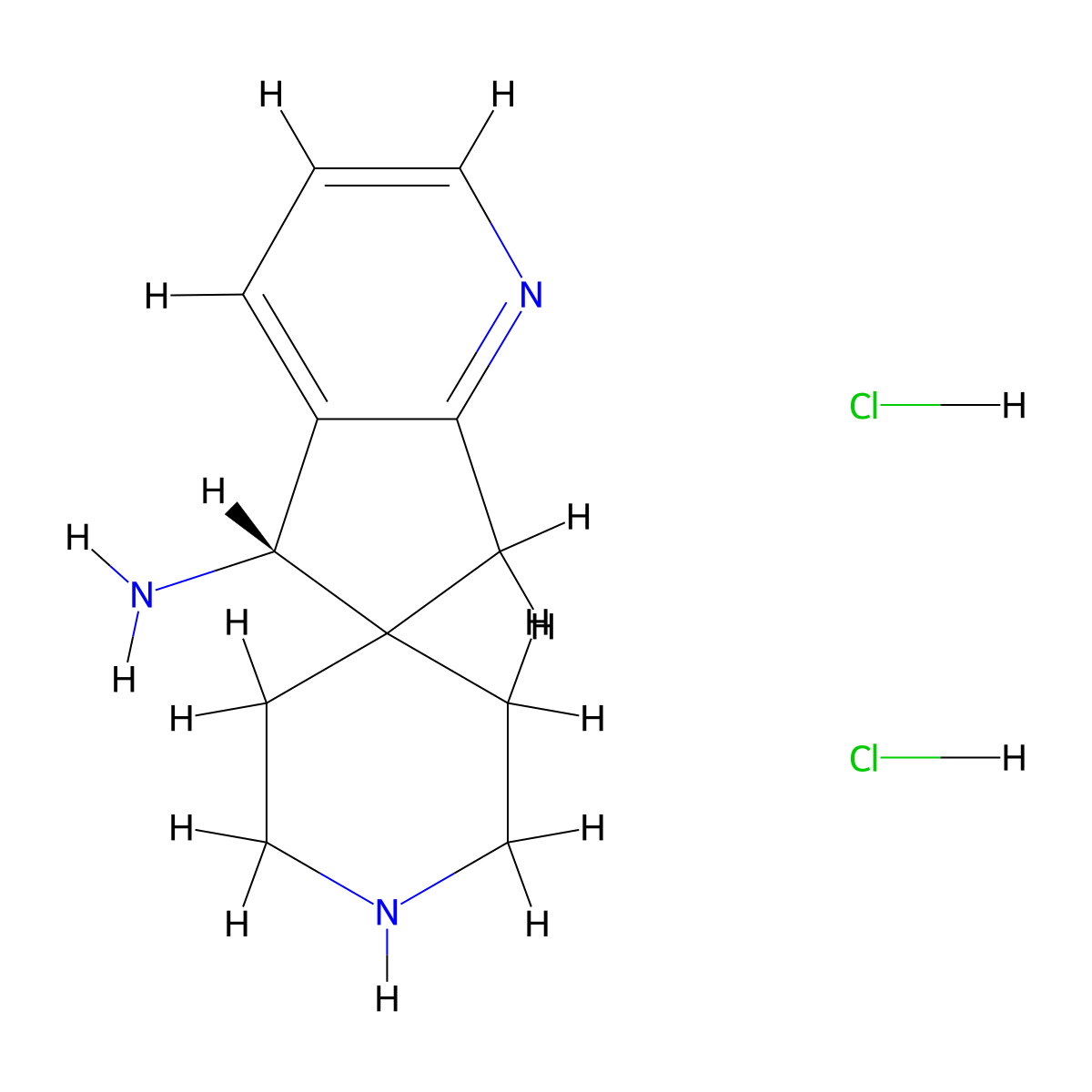 (S)-5,7-Dihydrospiro[cyclopenta[b]pyridine-6,4'-piperidin]-5-amine dihydrochloride molecular structure, CAS 2377355-48-9