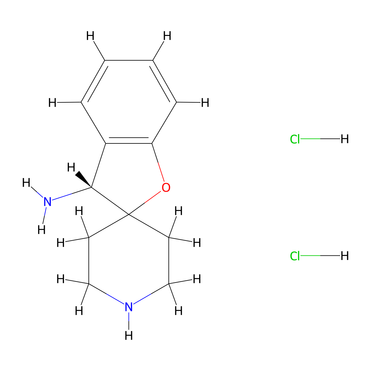 (R)-3H-Spiro[benzofuran-2,4'-piperidin]-3-amine dihydrochloride molecular structure, CAS 2377356-06-2