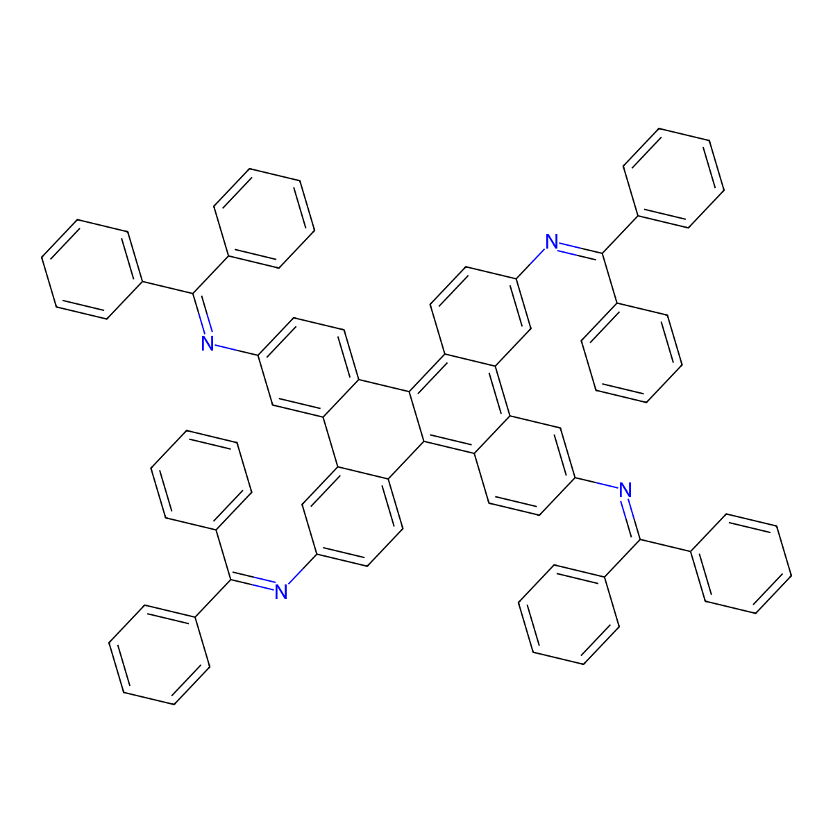 N2,N7,N10,N15-Tetrakis(diphenylmethylene)dibenzo[g,p]chrysene-2,7,10,15-tetraamine molecular structure, CAS 2377362-47-3