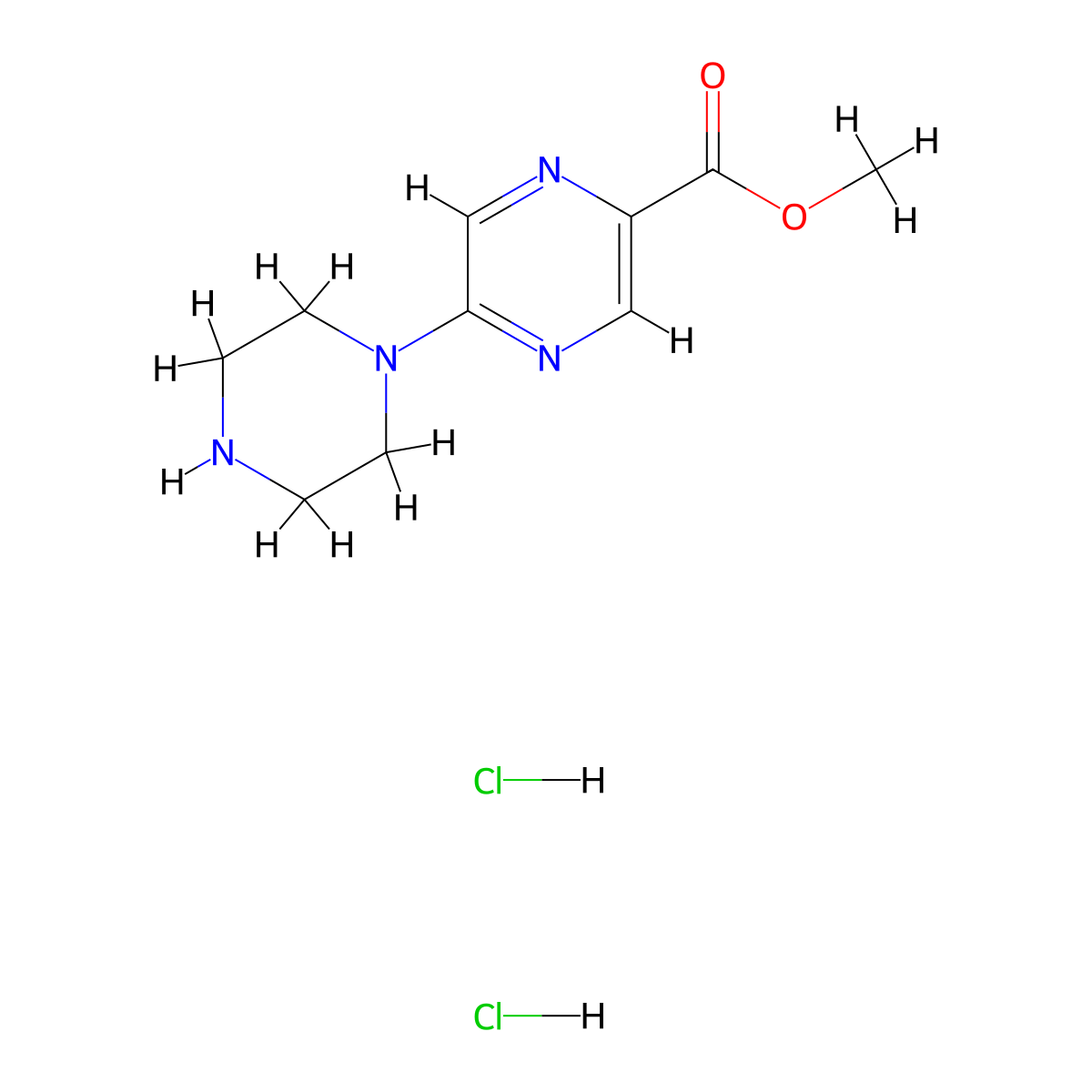 Methyl 5-(piperazin-1-yl)pyrazine-2-carboxylate dihydrochloride molecular structure, CAS 2377387-47-6