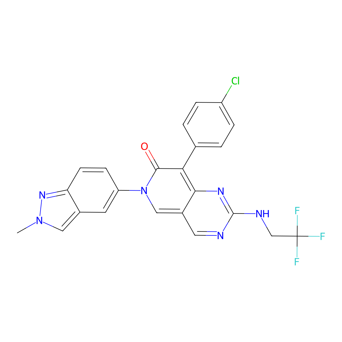 8-(4-Chlorophenyl)-6-(2-methyl-2H-indazol-5-yl)-2-((2,2,2-trifluoroethyl)amino)pyrido[4,3-d]pyrimidin-7(6H)-one molecular structure, CAS 2377491-54-6