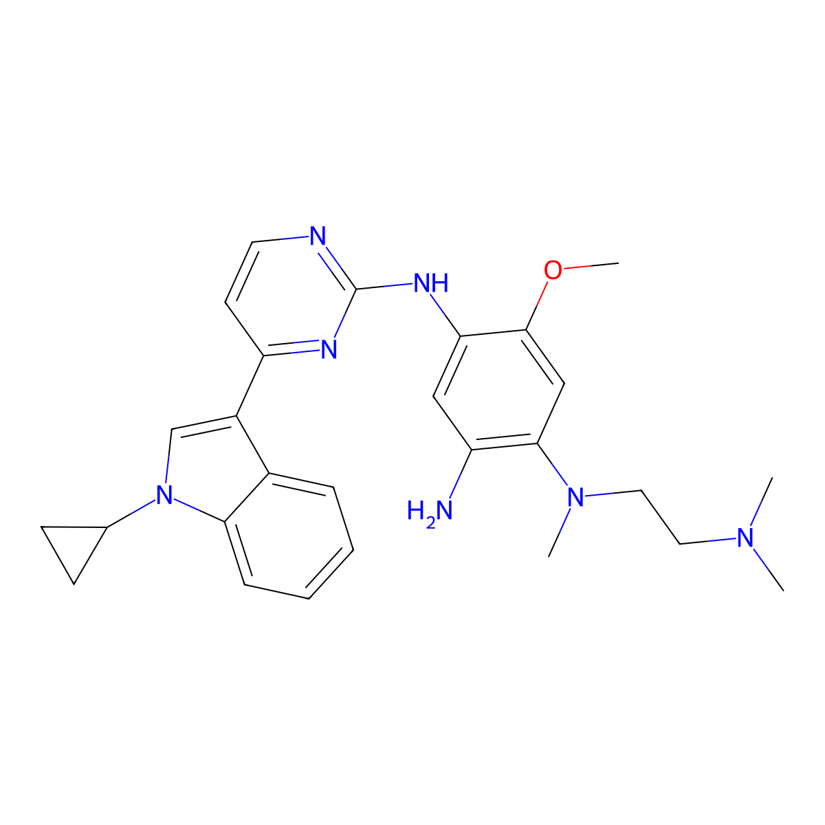 N4-(4-(1-Cyclopropyl-1H-indol-3-yl)pyrimidin-2-yl)-N1-(2-(dimethylamino)ethyl)-5-methoxy-N1-methylbenzene-1,2,4-triamine molecular structure, CAS 2377512-09-7