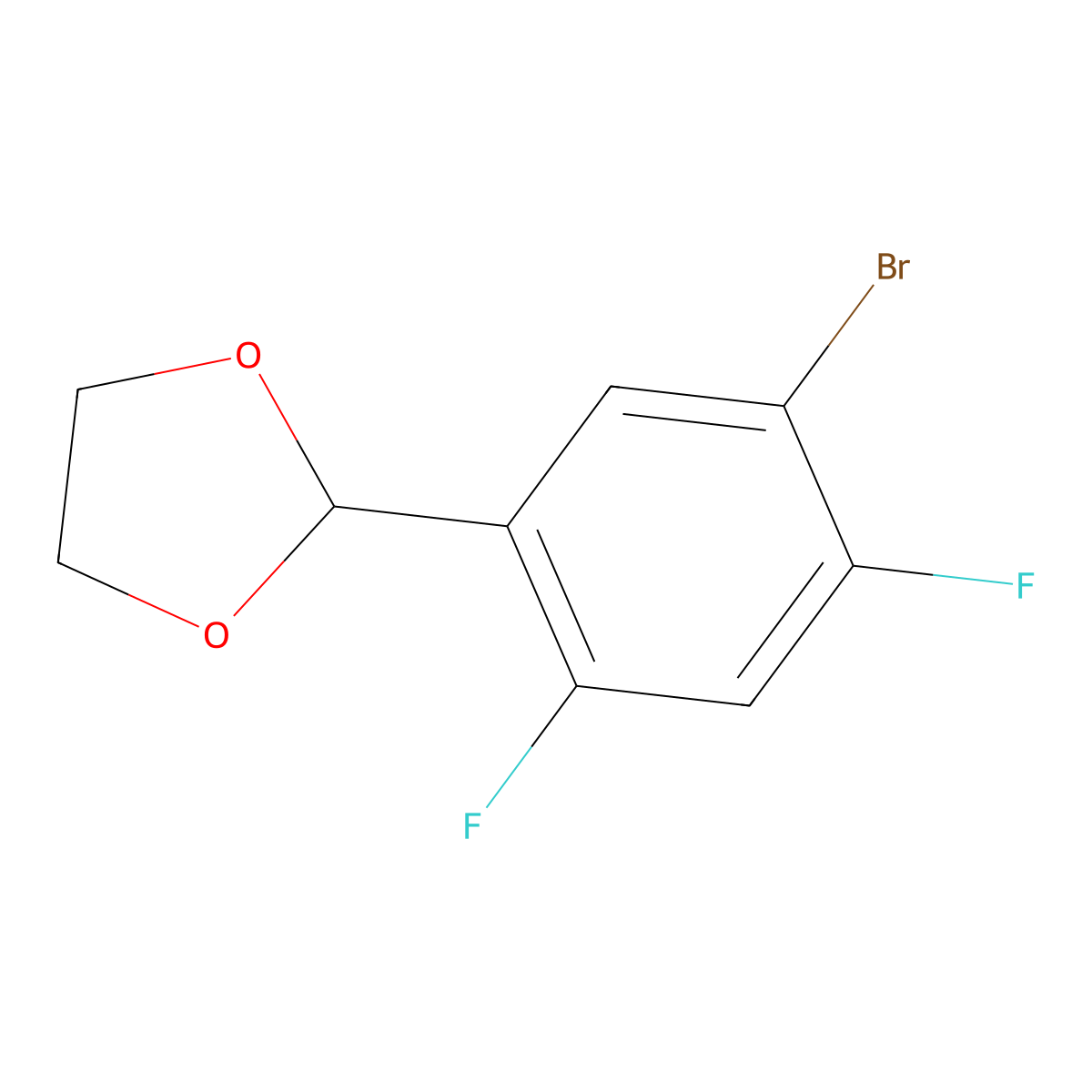 2-(5-Bromo-2,4-difluorophenyl)-1,3-dioxolane molecular structure, CAS 2377575-83-0