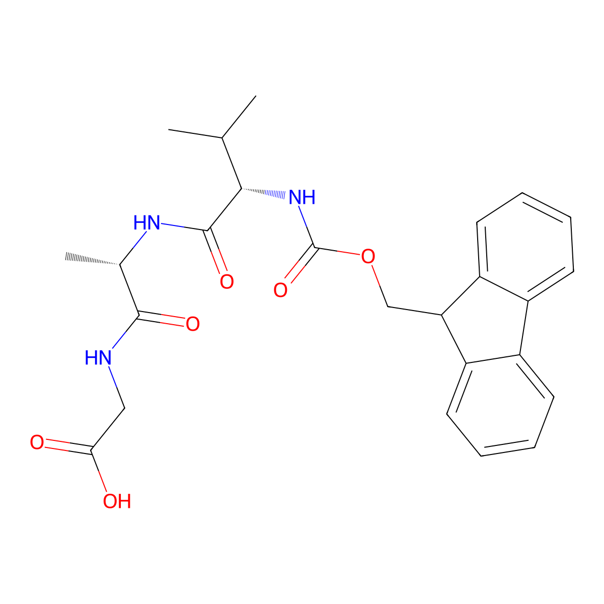 (((9H-fluoren-9-yl)methoxy)carbonyl)-L-valyl-L-alanylglycine molecular structure, CAS 2377585-15-2