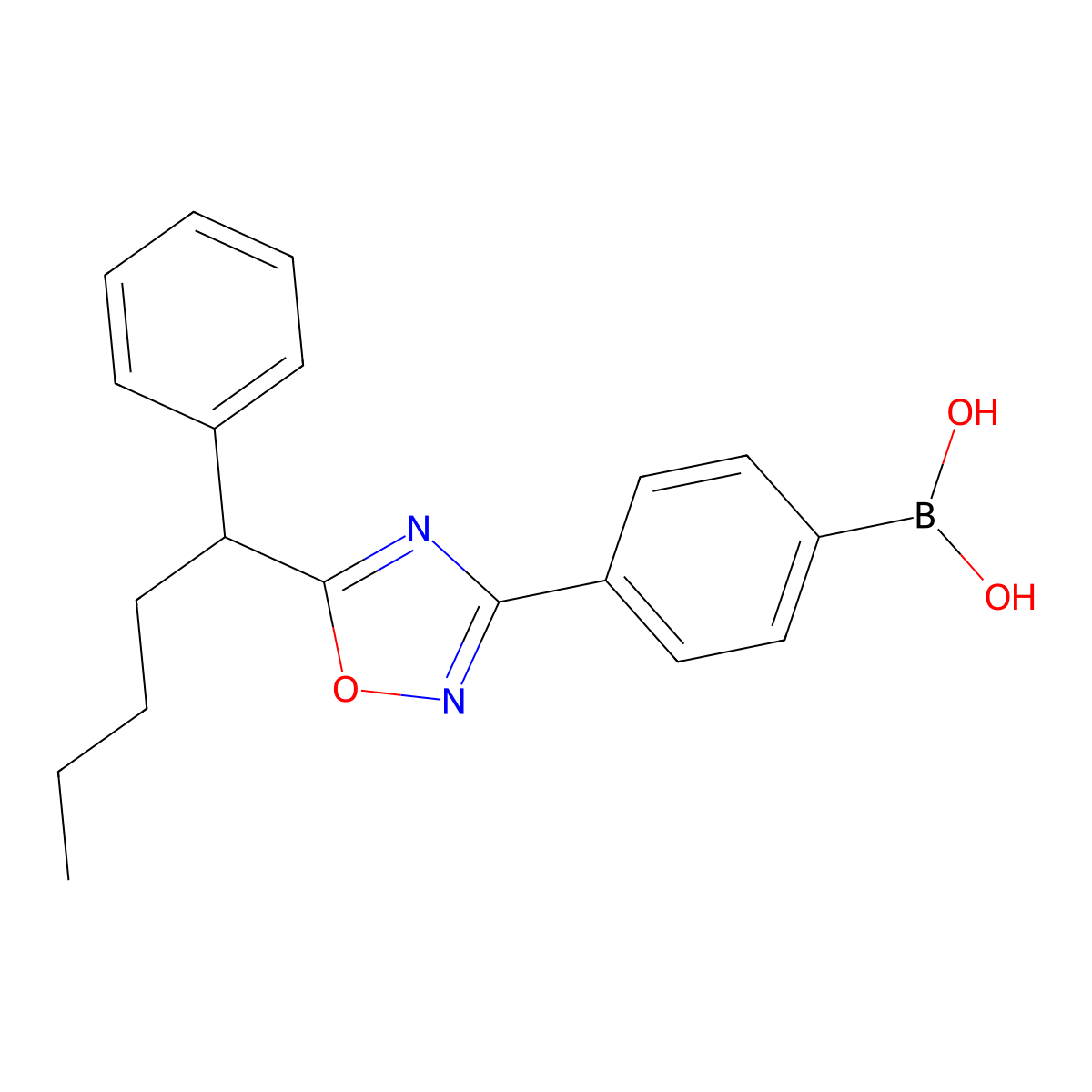 4-[5-(1-Phenylpentyl)-1,2,4-oxadiazol-3-yl]phenylboronic acid molecular structure, CAS 2377587-29-4
