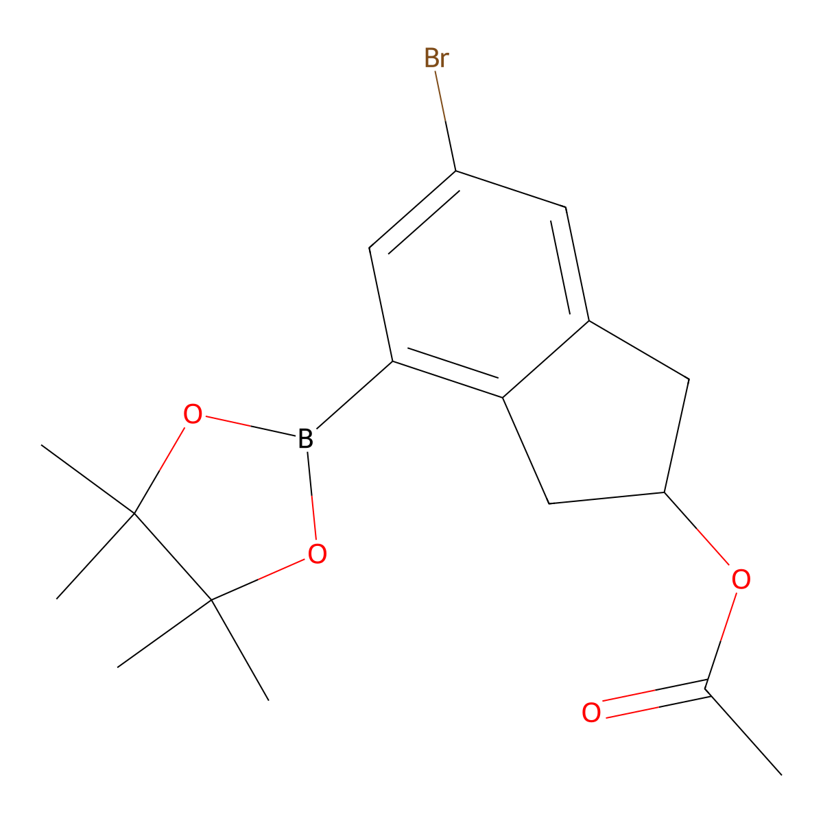 2-Acetoxy-5-bromoindane-7-boronic acid pinacol ester molecular structure, CAS 2377587-33-0