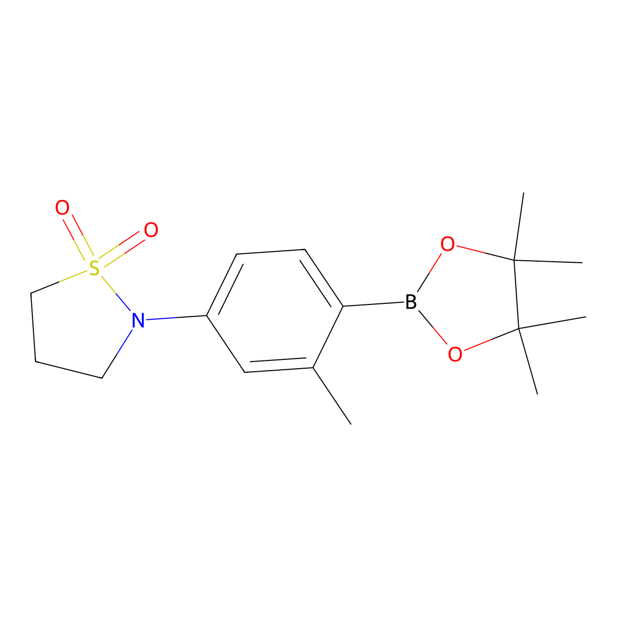4-(1,1-Dioxo-1,2-thiazolidin-2-yl)-2-methylphenylboronic acid pinacol ester molecular structure, CAS 2377587-34-1