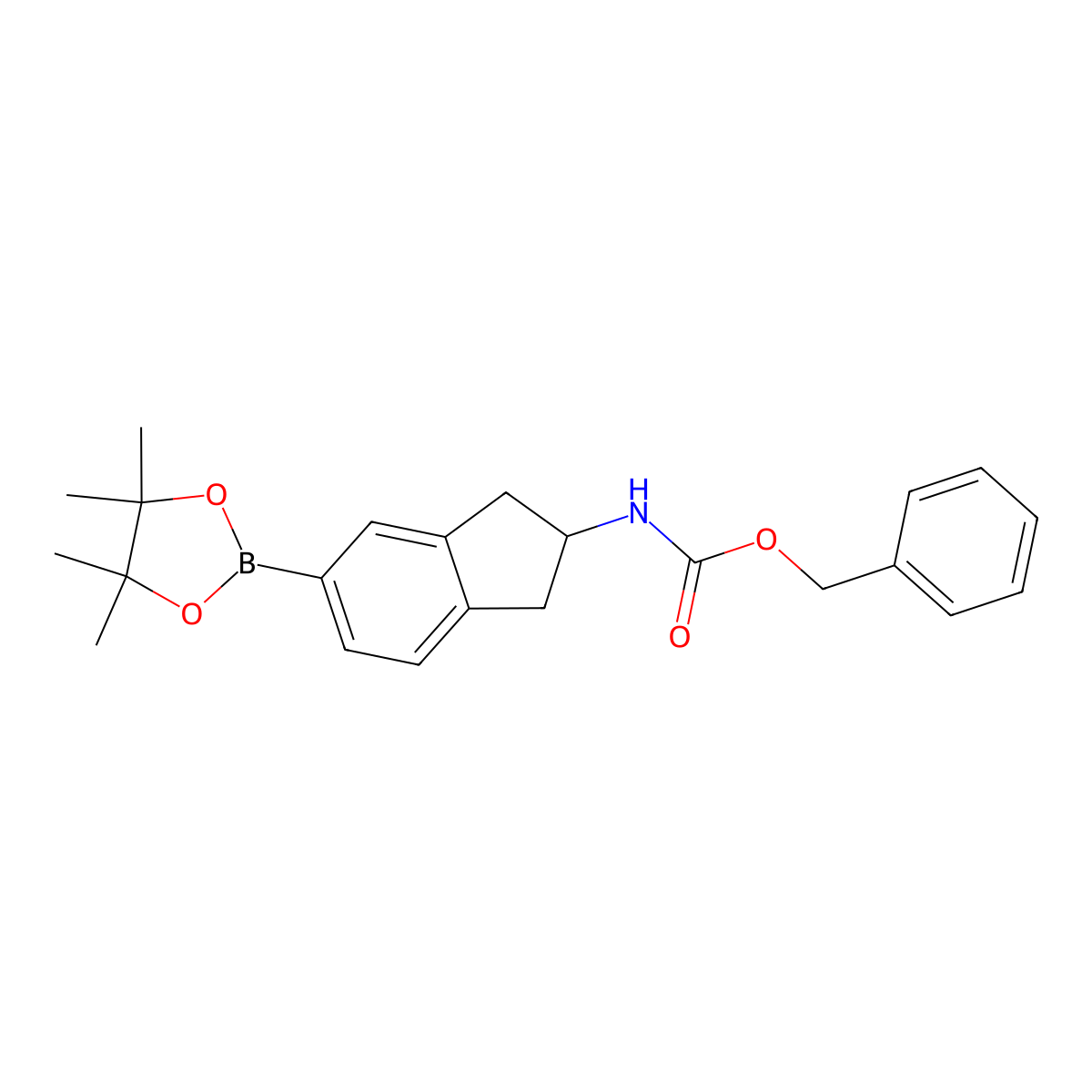 Benzyl N-[5-(tetramethyl-1,3,2-dioxaborolan-2-yl)-2,3-dihydro-1H-inden-2-yl]carbamate molecular structure, CAS 2377587-35-2
