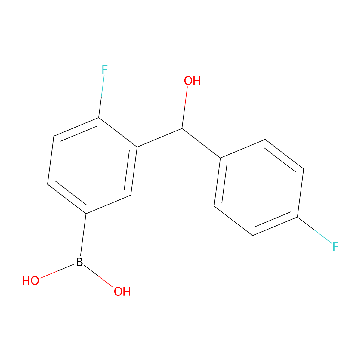 4-Fluoro-3-[(4-fluorophenyl)(hydroxy)methyl]phenylboronic acid molecular structure, CAS 2377587-42-1