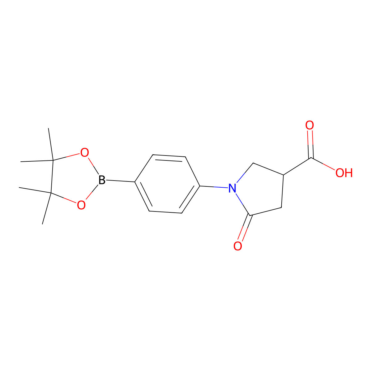 5-Oxo-1-[4-(tetramethyl-1,3,2-dioxaborolan-2-yl)phenyl]pyrrolidine-3-carboxylic acid molecular structure, CAS 2377587-46-5