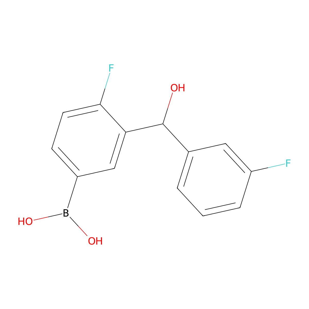 4-Fluoro-3-[(3-fluorophenyl)(hydroxy)methyl]phenylboronic acid molecular structure, CAS 2377587-48-7
