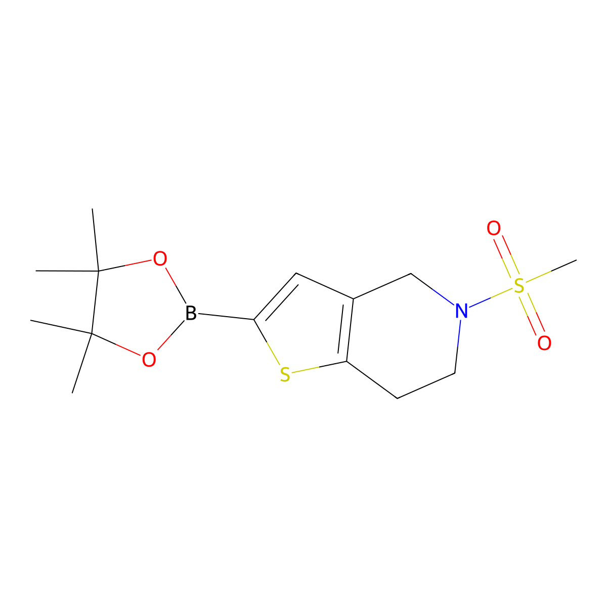 5-Methanesulfonyl-4H,6H,7H-thieno[3,2-c]pyridine-2-boronic acid pinacol ester molecular structure, CAS 2377587-50-1