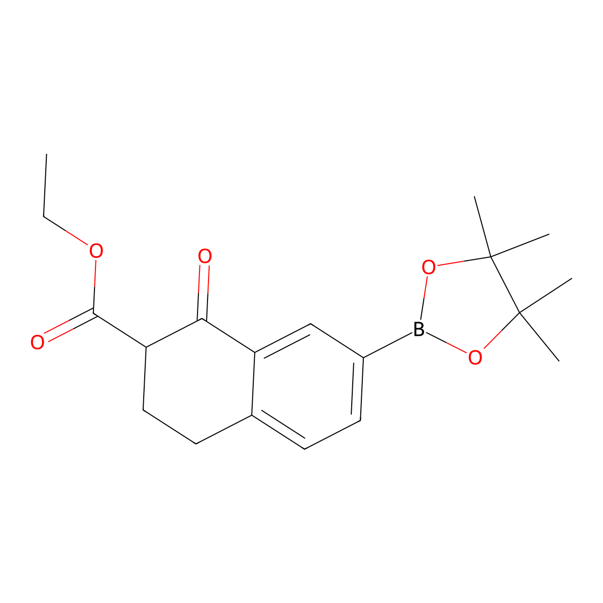 EThyl 1-oxo-7-(tetramethyl-1,3,2-dioxaborolan-2-yl)-3,4-dihydro-2H-naphthalene-2-carboxylate molecular structure, CAS 2377587-51-2