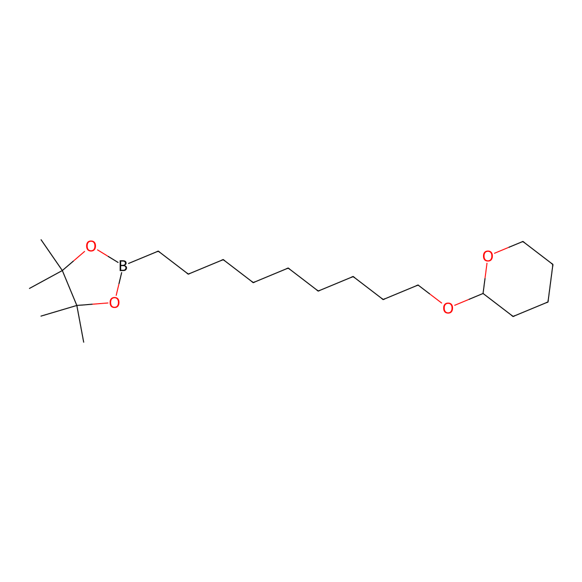 4,4,5,5-TEtramethyl-2-[9-(oxan-2-yloxy)nonyl]-1,3,2-dioxaborolane molecular structure, CAS 2377587-55-6
