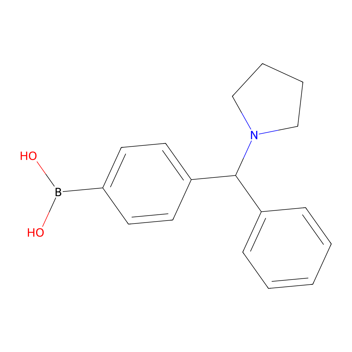 {4-[Phenyl(pyrrolidin-1-yl)methyl]phenyl}boronic acid molecular structure, CAS 2377587-59-0