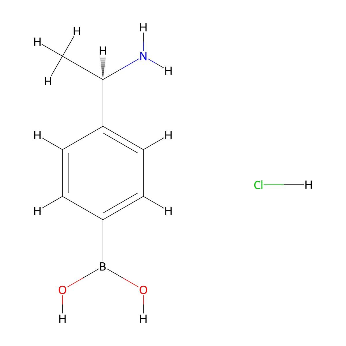 4-[(1R)-1-Aminoethyl]phenylboronic acid hydrochloride molecular structure, CAS 2377587-63-6