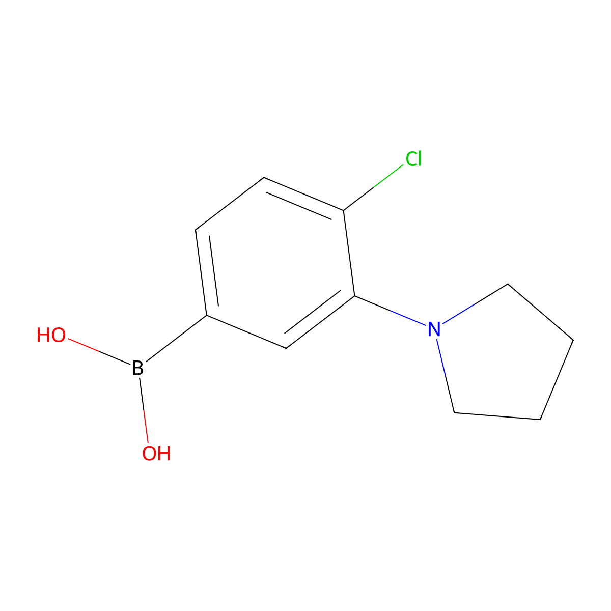 [4-Chloro-3-(pyrrolidin-1-yl)phenyl]boronic acid molecular structure, CAS 2377605-66-6