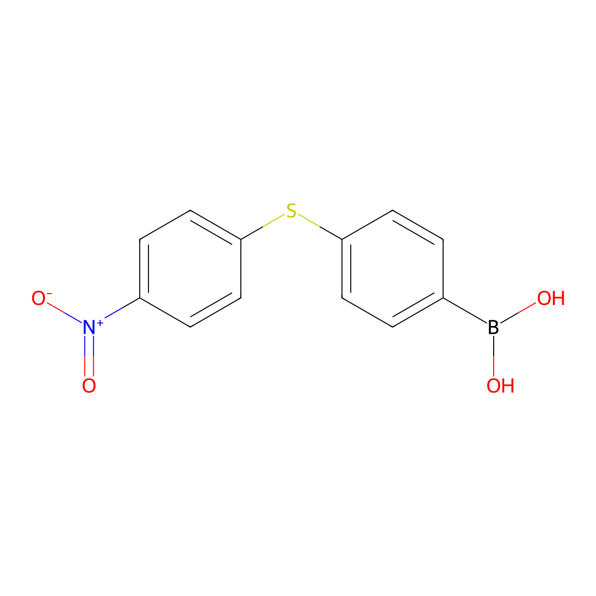 4-[(4-Nitrophenyl)sulfanyl]phenylboronic acid molecular structure, CAS 2377605-69-9