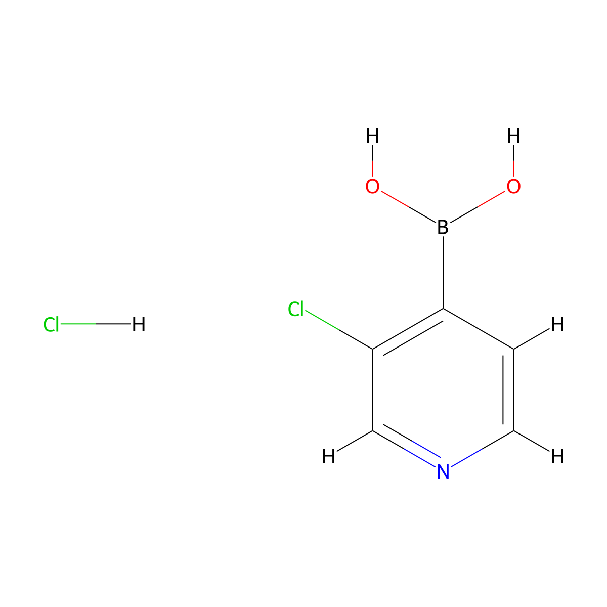3-Chloropyridine-4-boronic acid HCl molecular structure, CAS 2377605-75-7