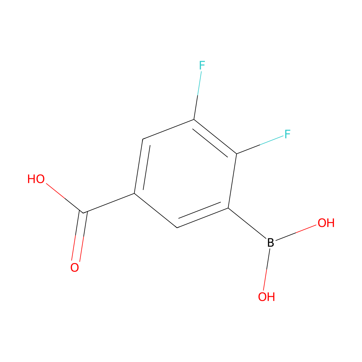 3-Borono-4,5-difluorobenzoic acid molecular structure, CAS 2377605-76-8
