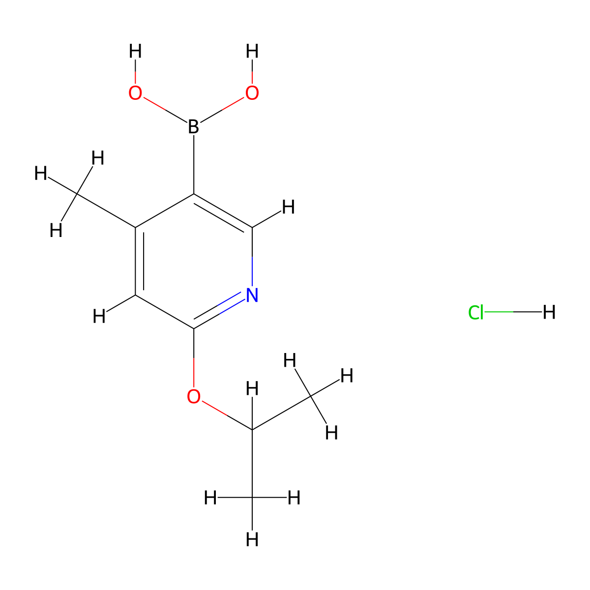 6-Isopropoxy-4-methylpyridine-3-boronic acid HCl molecular structure, CAS 2377605-84-8